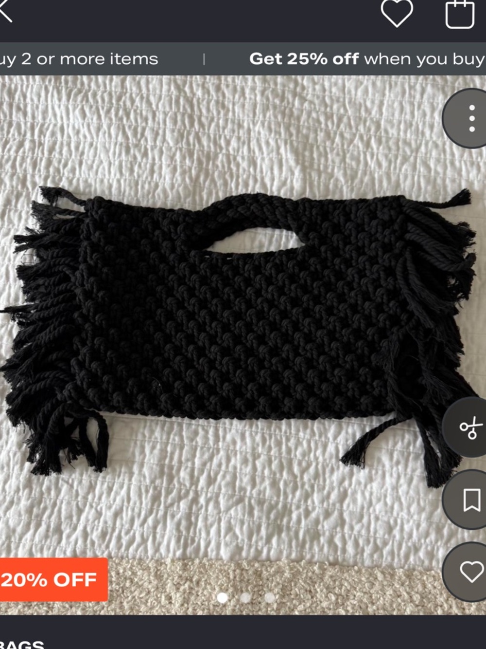 handmade macrame fringe tote